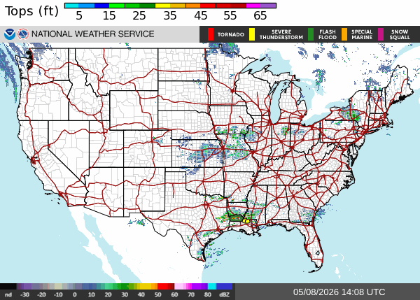 US Radar Image (echo tops) - Radar